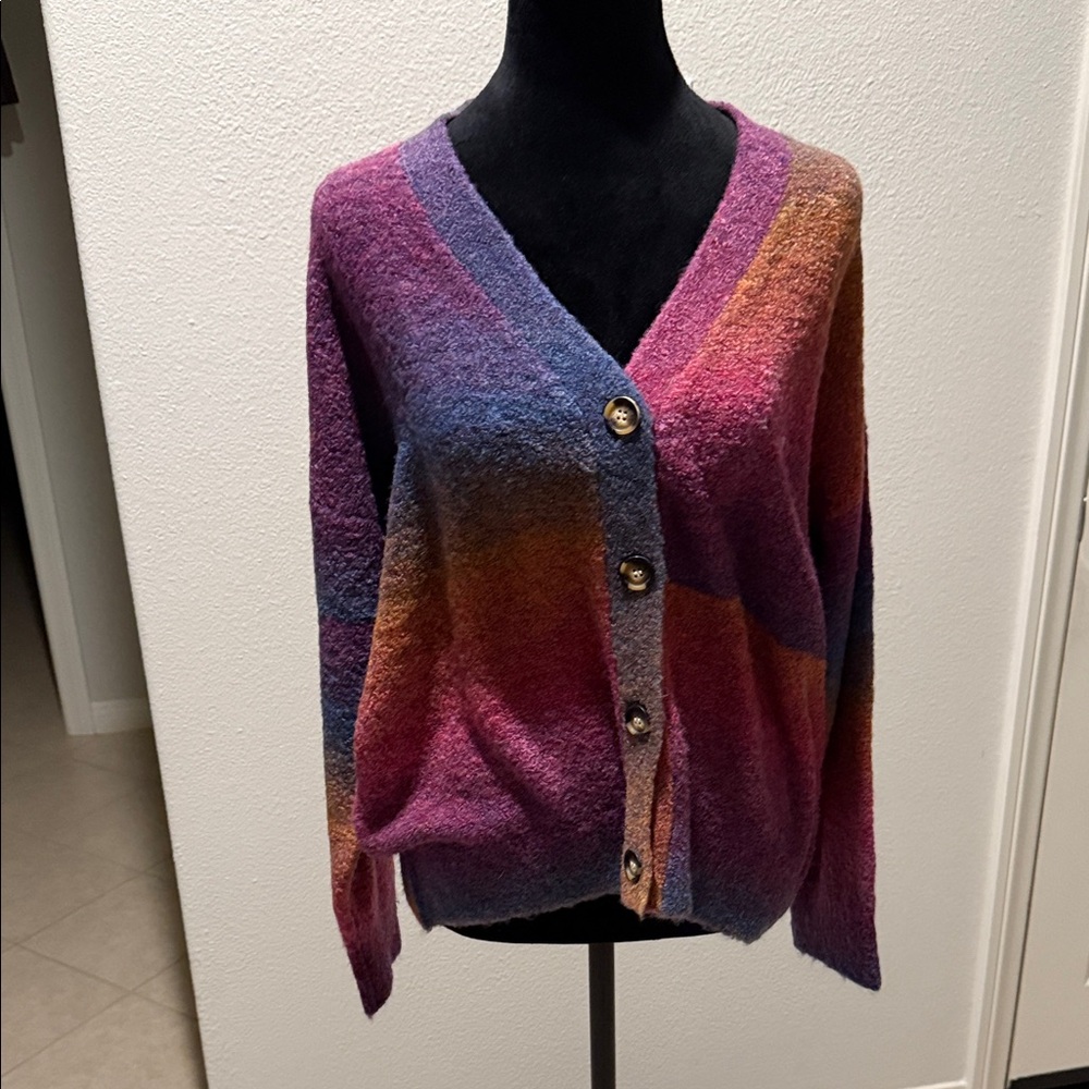 Sundry Multicolor Button-Up Cardigan